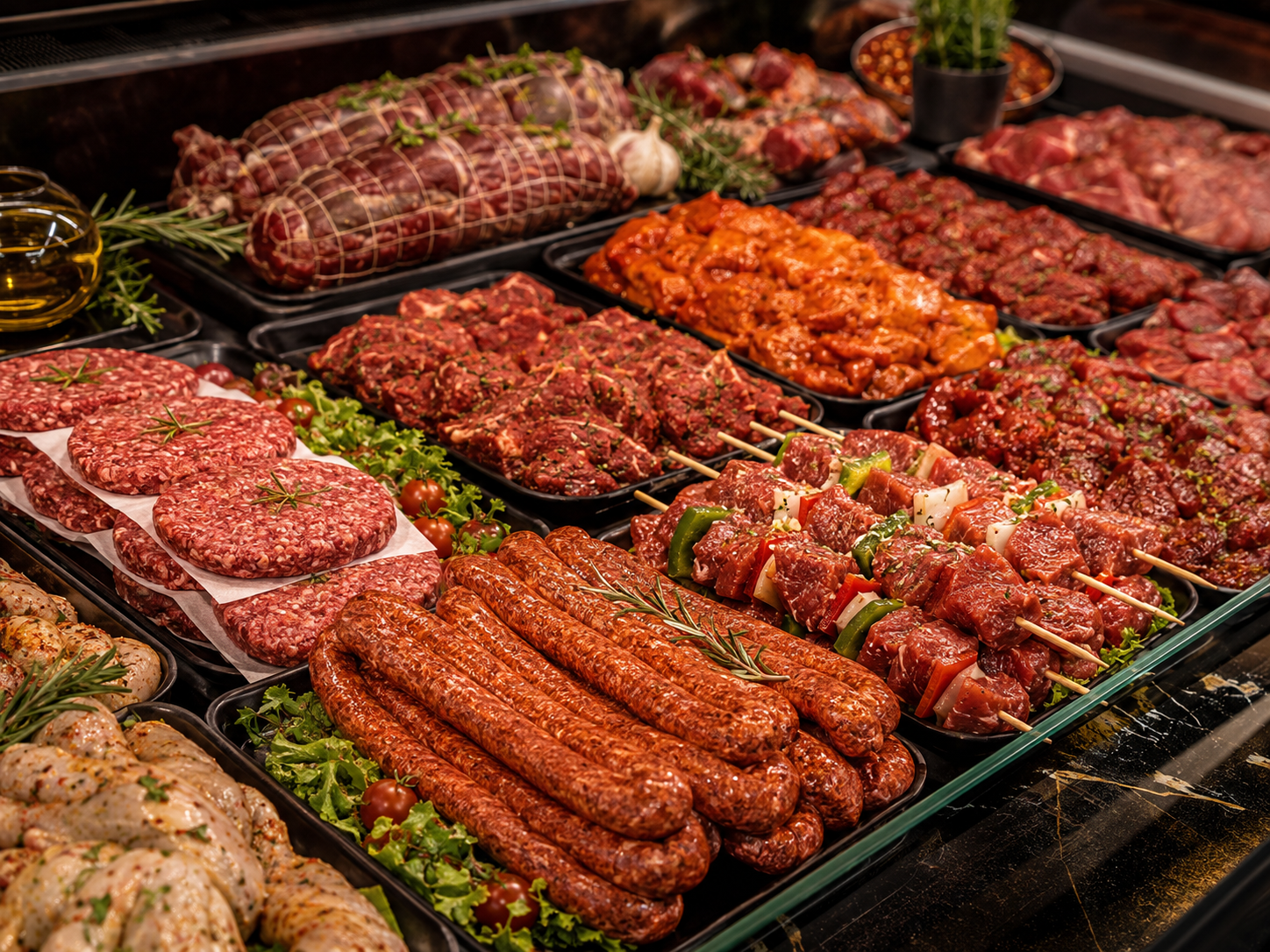 Préparations maison - hamburger merguez brochettes